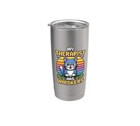 My Therapist Has Whiskers Vaso térmico de acero inoxidable de doble pared