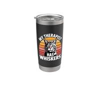 My Therapist Has Whiskers Vaso térmico de acero inoxidable de doble pared