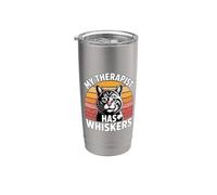 My Therapist Has Whiskers Vaso térmico de acero inoxidable de doble pared
