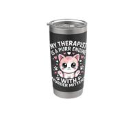 MY THERAPIST IS A PURR ENGINE WITH MURDER MITTENS Vaso térmico de acero inoxidable de doble pared