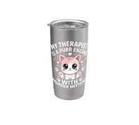 MY THERAPIST IS A PURR ENGINE WITH MURDER MITTENS Vaso térmico de acero inoxidable de doble pared