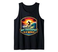 My Therapist Is A Wave Surfer Surfing Therapy Tabla de Surf Camiseta sin Mangas