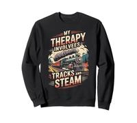 My Therapy Involves Tracks and Steam Retro Train Art Sudadera