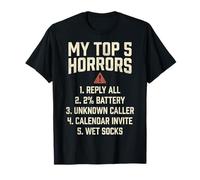 My Top 5 Horrors Adulting Horror Meme Funny Work Humor Camiseta