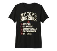 My Top 5 Horrors Adulting Horror Meme Funny Work Humor Camiseta Premium