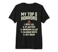 My Top 5 Horrors Adulting Horror Meme Funny Work Humor Camiseta Premium