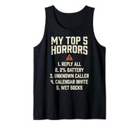My Top 5 Horrors Adulting Horror Meme Funny Work Humor Camiseta sin Mangas
