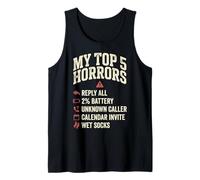My Top 5 Horrors Adulting Horror Meme Funny Work Humor Camiseta sin Mangas
