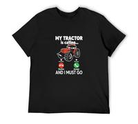 My Tractor Is Calling and I Must Go Men's Cotton T-Shirt Black Shirt Top tee XXL