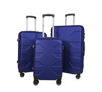 MY TRAVEL BAG Maleta ABS Trolley Maleta de Viaje Ruedas Gemelas (Equipaje de Mano Mediano y Grande Set) Candado numérico, azul oscuro, Set de 3, Maletín rígido con ruedas gemelas