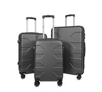 MY TRAVEL BAG Maleta ABS Trolley Maleta de Viaje Ruedas Gemelas (Equipaje de Mano Mediano y Grande Set) Candado numérico, antracita, Set de 3, Maletín rígido con ruedas gemelas