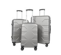 MY TRAVEL BAG Maleta ABS Trolley Maleta de Viaje Ruedas Gemelas (Equipaje de Mano Mediano y Grande Set) Candado numérico, plata, Set de 3, Maletín rígido con ruedas gemelas