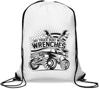 My Truck Built with Wrenches Gym Sack Casual Drawstring Bag White, White, Talla única
