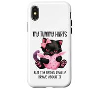 My Tummy Hurts But I'm Being Really Brave About It Funny Cat Carcasa para iPhone X/XS
