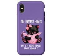 My Tummy Hurts But Im Being Really Brave About It Funny Cat Carcasa para iPhone X/XS