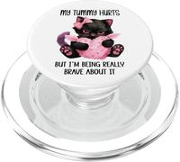 My Tummy Hurts But I'm Being Really Brave About It Funny Cat PopSockets PopGrip para MagSafe
