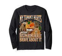 My Tummy Hurts Funny Capybara Meme Bootleg Gráfico Manga Larga