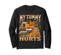 My Tummy Hurts Funny Capybara Meme Bootleg Gráfico Manga Larga