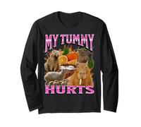 My Tummy Hurts Funny Capybara Meme Bootleg Gráfico Manga Larga