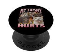 My Tummy Hurts Funny Cat Meme Bootleg Gráfico PopSockets PopGrip Adhesivo