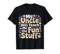 My Uncle Will Teach Me The Fun Stuff Vibraciones Frescas Camiseta gráfica económica, Hombre, Negro, S