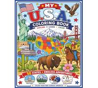 My USA Coloring Book: 50 Fun State Adventures with Landmarks, Wildlife, Symbols, and Easy Coloring Pages for Kids Ages 6-10
