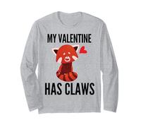 My Valentine Has Claws Panda Rojo Divertido Valentines Bears Fun Manga Larga
