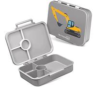 My Vesperbox Bia - Bento Box Niños - NUEVO - Cierres reforzados - A prueba de fugas y libre de BPA - Extremadamente resistente - Fiambrera - Ideal para guardería y escuela... (gris - excavadora)