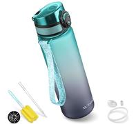 My Vesperbox Minny - Botella infantil a prueba de fugas, 350 ml, 500 ml, 750 ml, con pajita o colador, botella de agua ligera Tritan, sin BPA, para guardería, escuela (gris - azul 500 ml)