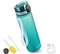 My Vesperbox Minny Botella infantil a prueba de fugas, con pajita o filtro, 350, 500 o 750 ml, ligera, de tritán, sin bisfenol A, para guardería y escuela, para beber (500 ml, azul-turquesa)