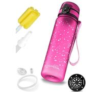 My Vesperbox Minny - Botella infantil de 500 ml, a prueba de fugas y sin BPA, incluye junta de repuesto, cepillo de limpieza, colador de frutas y pajita opcional, ideal para la escuela, guardería y