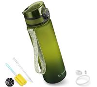 My Vesperbox Minny Botella para niños a prueba de fugas, 350, 500, 750 ml, con pajita o colador, sin bisfenol A, para guardería, escuela (500 ml, verde, verde claro, negro)