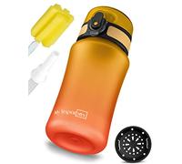 My Vesperbox Minny - Botella para niños a prueba de fugas, 350 ml, 500 ml, 750 ml, con pajita o colador, botella de agua ligera Tritan, sin BPA, para guardería, escuela (rojo - naranja 350 ml)