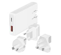 My Wall - Adaptador de Viaje rápido GAN 45 W - MQ4L, USB C y USB A, Cargador para UE, Reino Unido y Australia, Compacto y Universal