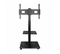 My Wall Soporte de TV con Ruedas HP129L - 32-75" (81-190 cm) | Soporte de TV ajustable y enrollable, orientación vertical y horizontal, base negra jaspeada y estante