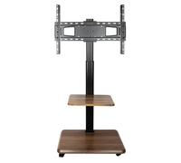 My Wall Soporte de TV con Ruedas HP130L - 32-75 Pulgadas | Soporte de TV regulable y enrollable, orientación vertical y horizontal, placa base y estante en imitación de madera de nogal