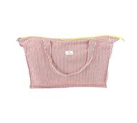 MY WANDER | Bolsa de Playa XXL con Cremallera | Bolso Tamaño Familiar 50L | 78x41x23cm | Plegable y Sostenible | Bolso Impermeable | Rayas Rojo