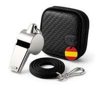 MY WAVE DZ Silbato Profesional de Metal - Sin Bola, Sonido Potente 120 dB, Boquilla Antideslizante, Funda Rígida y Cordón | Compatible Fox 40 (Gris)