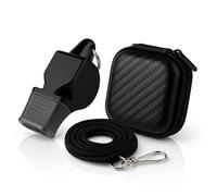 MY WAVE DZ Silbato Profesional de Metal - Sin Bola, Sonido Potente 120 dB, Boquilla Antideslizante, Funda Rígida y Cordón | Compatible Fox 40 (Negro)