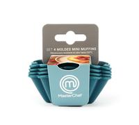 MY WAVE Master Chef Junior - Set de Moldes para Muffins en Forma de Flor, 4 Piezas Azul Pavo - Antiadherente Ideal para Repostería