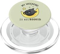 My Weekend is All Booked Cozy Mystery Cat Siesta en la Luna PopSockets PopGrip para MagSafe