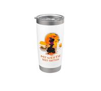 My Westie Rides Shotgun Dog Witch Funny Halloween Costume Vaso térmico de acero inoxidable de doble pared