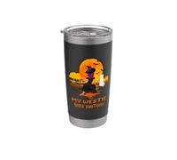 My Westie Rides Shotgun Dog Witch Funny Halloween Costume Vaso térmico de acero inoxidable de doble pared