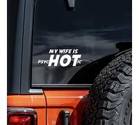 My Wife is Psychotic calcomanía vinilo adhesivo auto camión pared portátil | blanco | 5.5 pulgadas