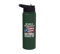 My Wife is Puerto Rican Nothing Scares Me Puerto Rico Flag Stainless Steel Insulated Water Bottle