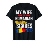 My Wife Is Romanian Romania Heritage Roots Flag Souvenir Men Camiseta