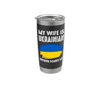 My Wife Is Ukrainian Ukraine Pride Flag Heritage Roots Orgulloso Vaso térmico de acero inoxidable de doble pared