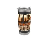My Wife Says I Only Have 2 Faults Retro Vintage Husband Tee Vaso térmico de acero inoxidable de doble pared