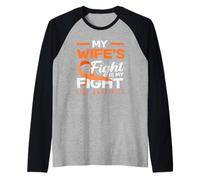 My Wifes Fight Is My Fight ADHD Awareness Cinta Naranja Camiseta Manga Raglan