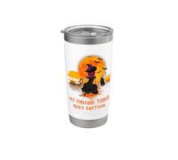 My Yorkshire Terrier Rides Shotgun Dog and Witch Halloween Vaso térmico de acero inoxidable de doble pared